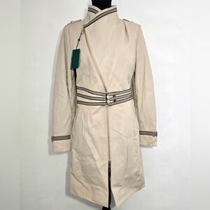 Genuine Lamb Leather Trench Coat Womens OTTIMO Beige Belted Long EU 42-L